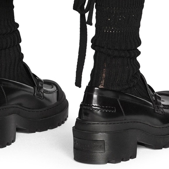 Authentic Christian Dior Code Black Leather Loafer Size 38 - Picture 9 of 14